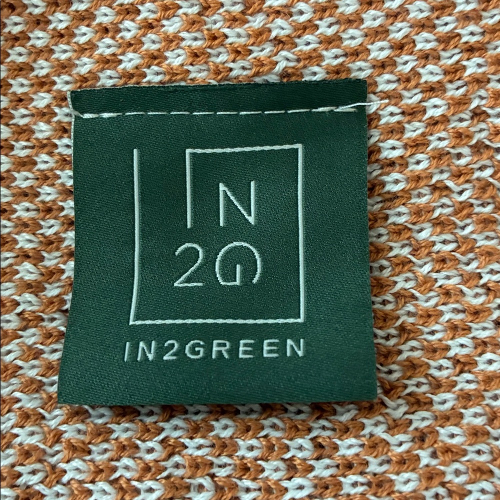 In2Green Woven Blanket Graphic Botanical Print EUC Eco Luxury Recycled Like New - Picture 4 of 5